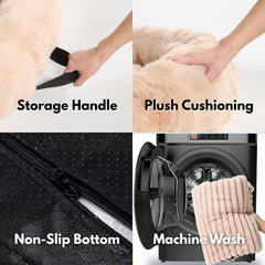 Calming Fluffy Couch Cover Dog Bed - Beige