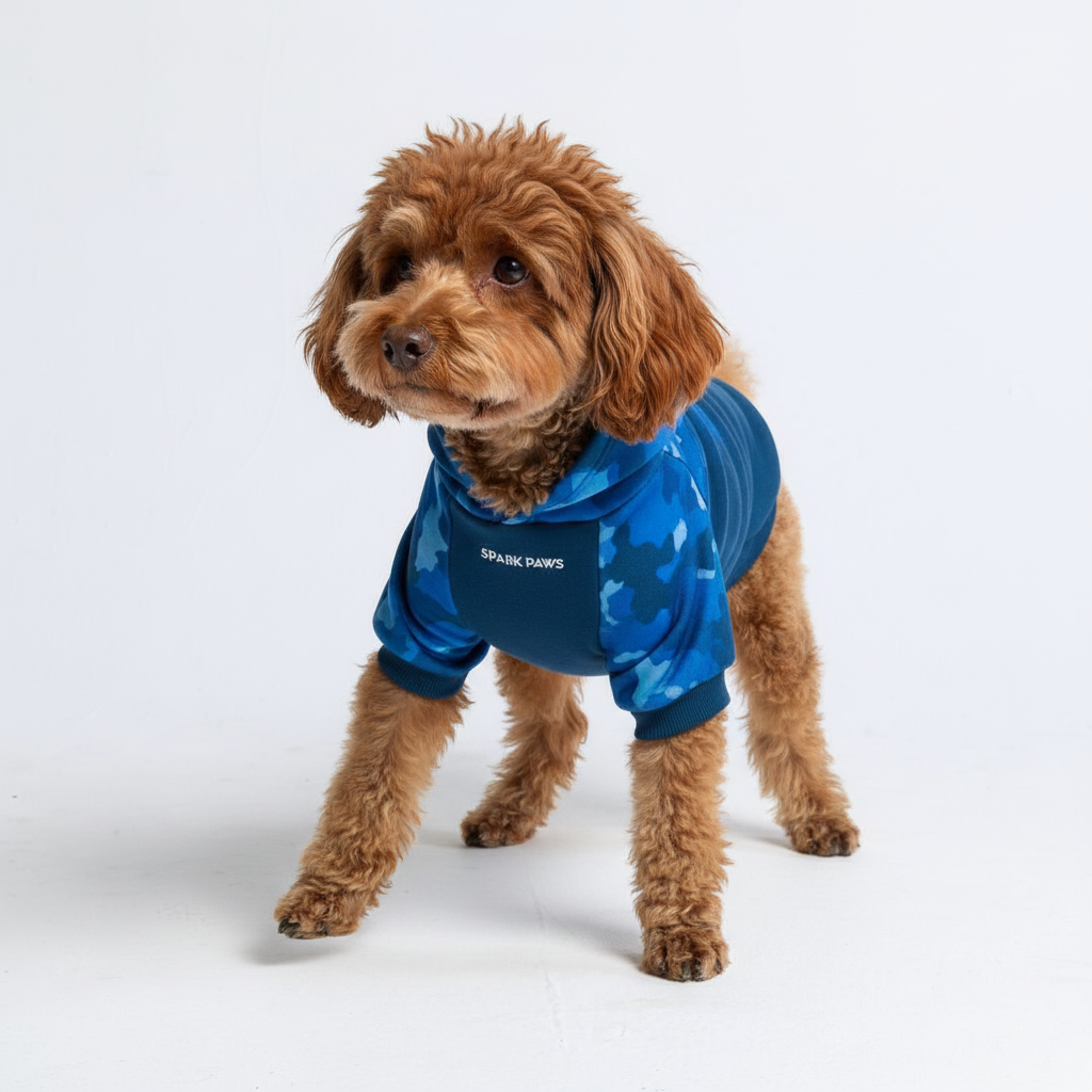 Blue Camo Dog Hoodie