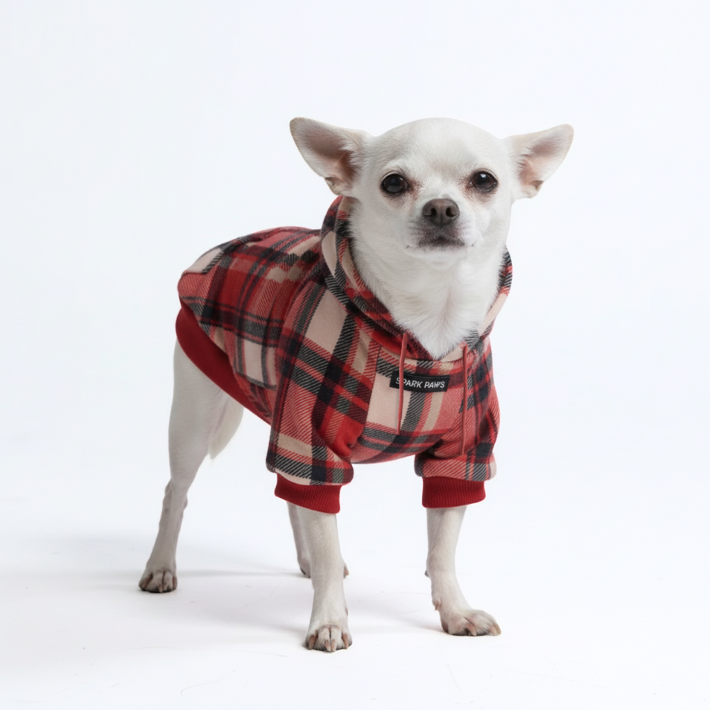 Red Plaid Dog Hoodie