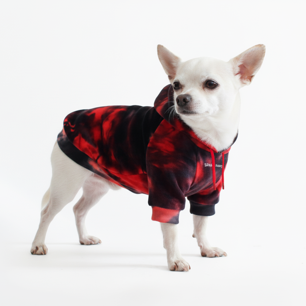 Velvet Dog Hoodie - Red & Black
