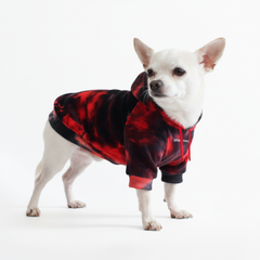 Velvet Dog Hoodie - Red & Black