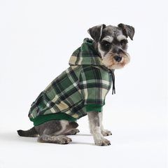 Green Plaid Dog Hoodie