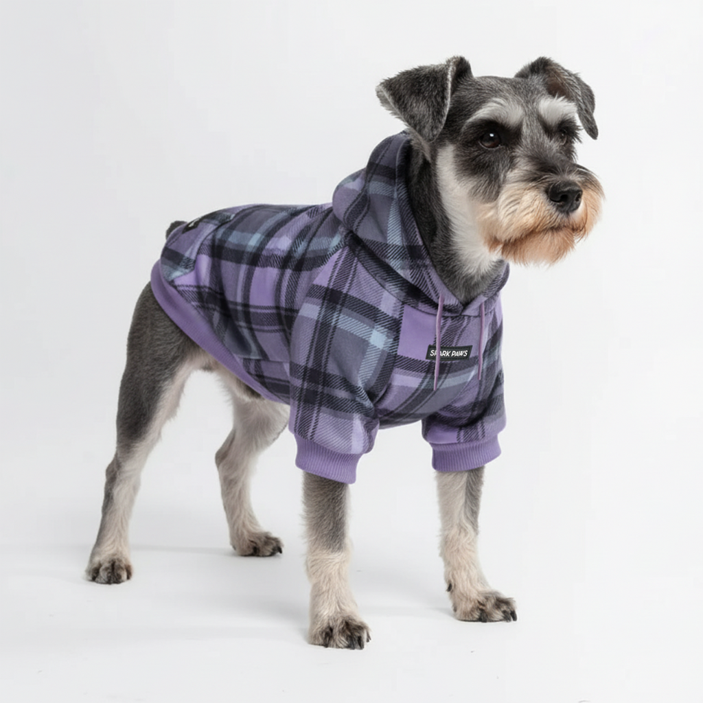 Purple Plaid Dog Hoodie
