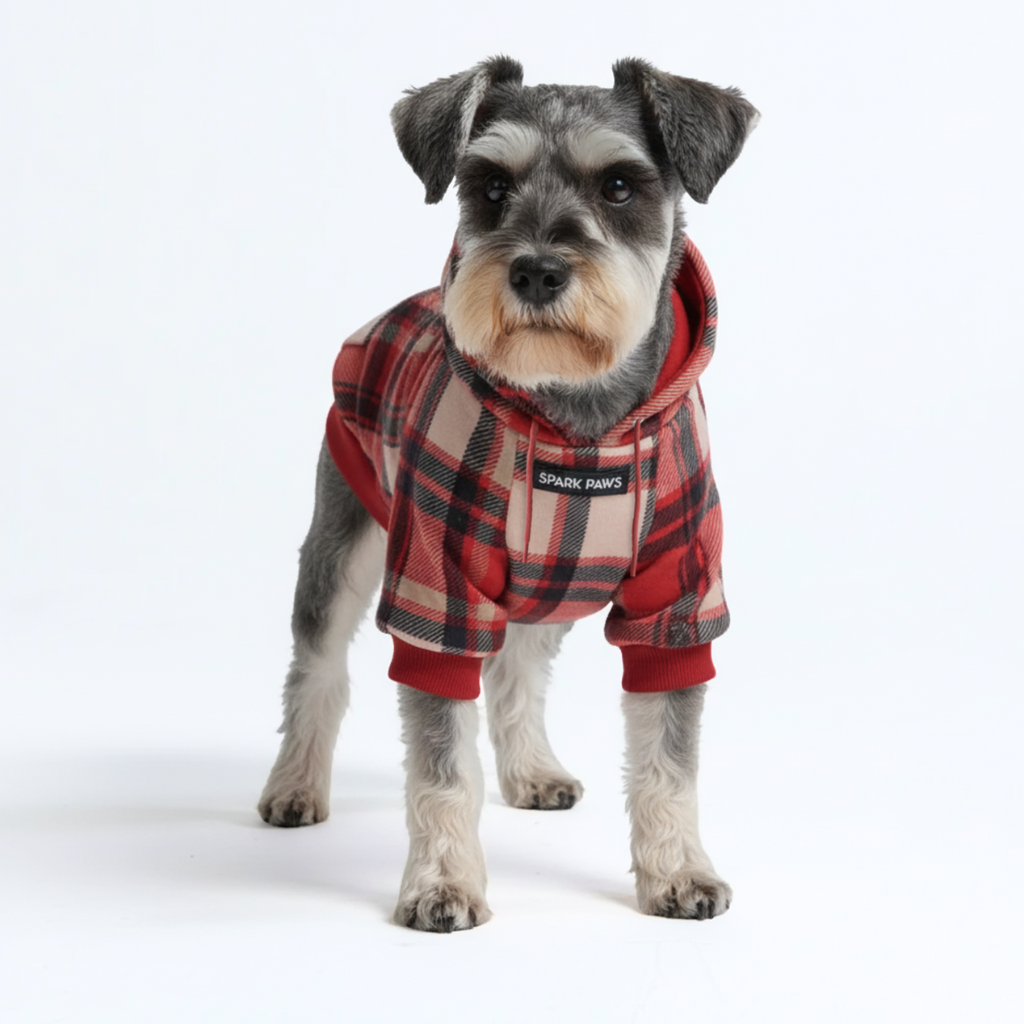 Red Plaid Dog Hoodie