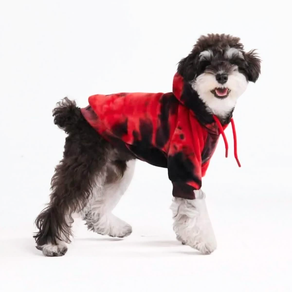 Velvet Dog Hoodie - Red & Black