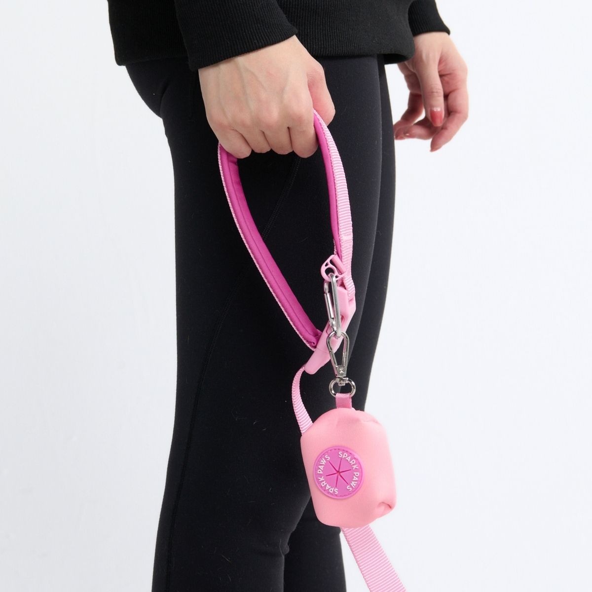 Multipurpose Seatbelt Handsfree Leash & Poop Bag Holder Set - Pink