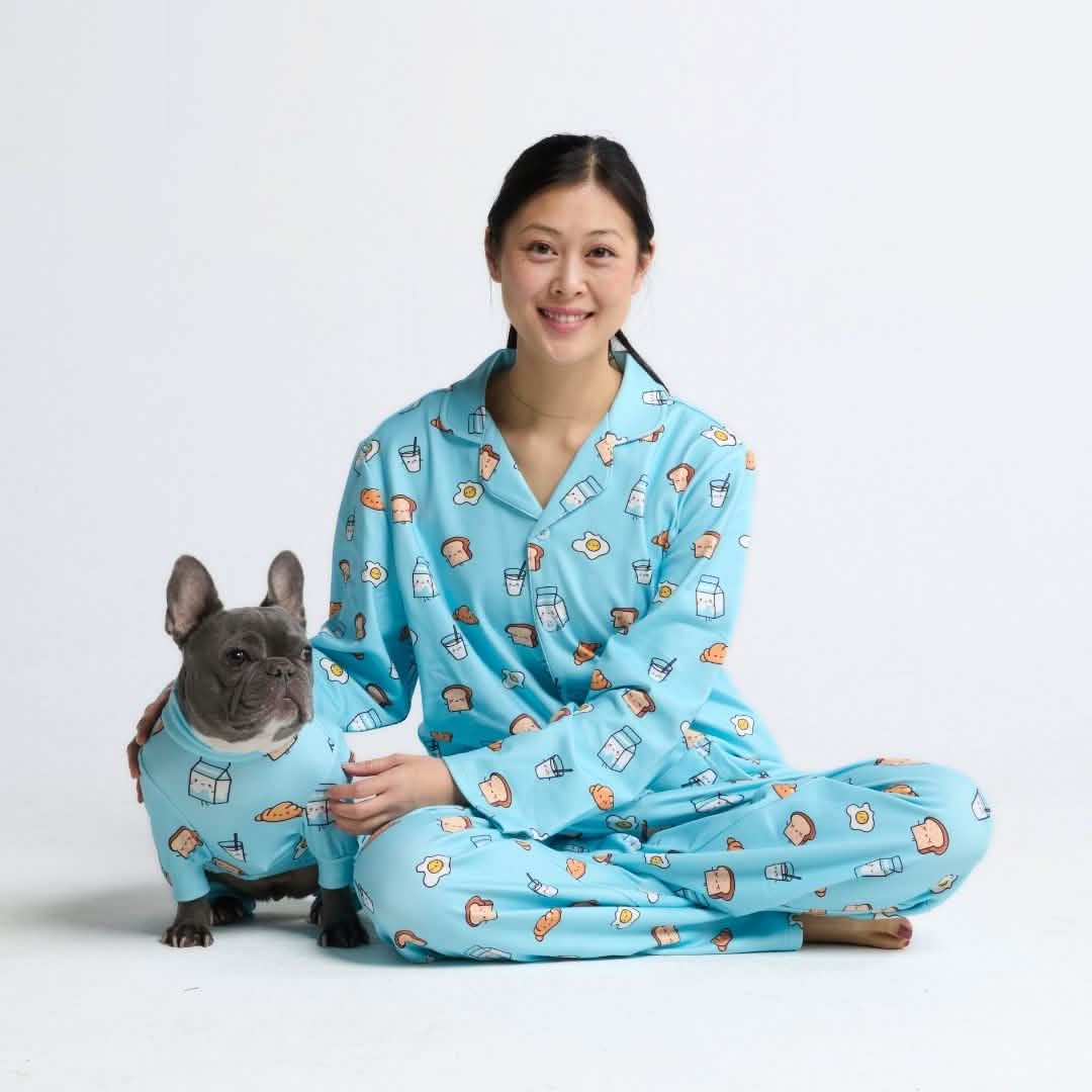 Human Pajama Top - Breakfast Blue