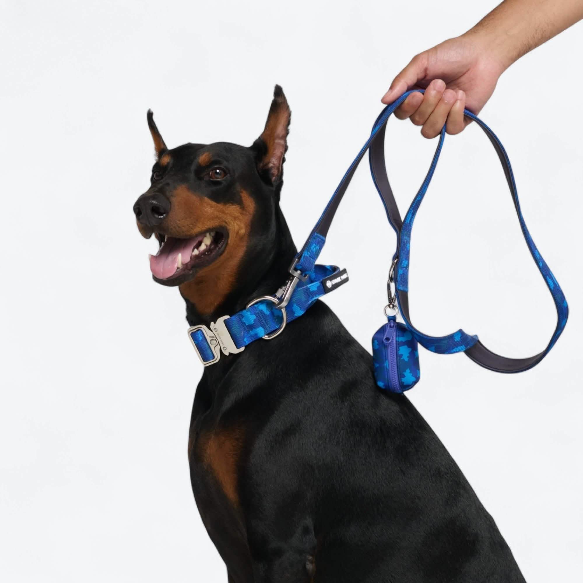 Leash and Poop Bag Holder Set - Blue Camo