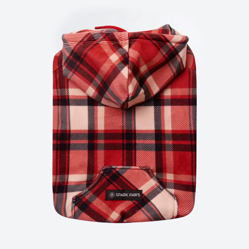 Red Plaid Dog Hoodie