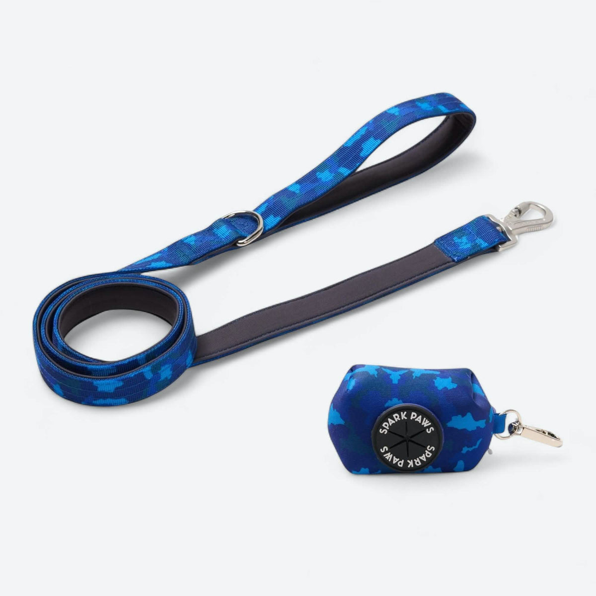 Leash and Poop Bag Holder Set - Blue Camo
