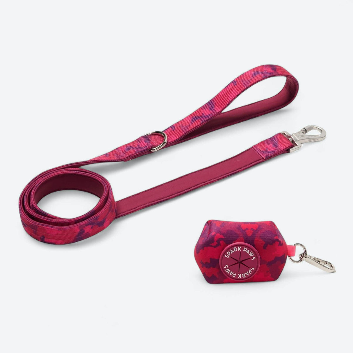 Leash and Poop Bag Holder Set - Fuchsia Camo