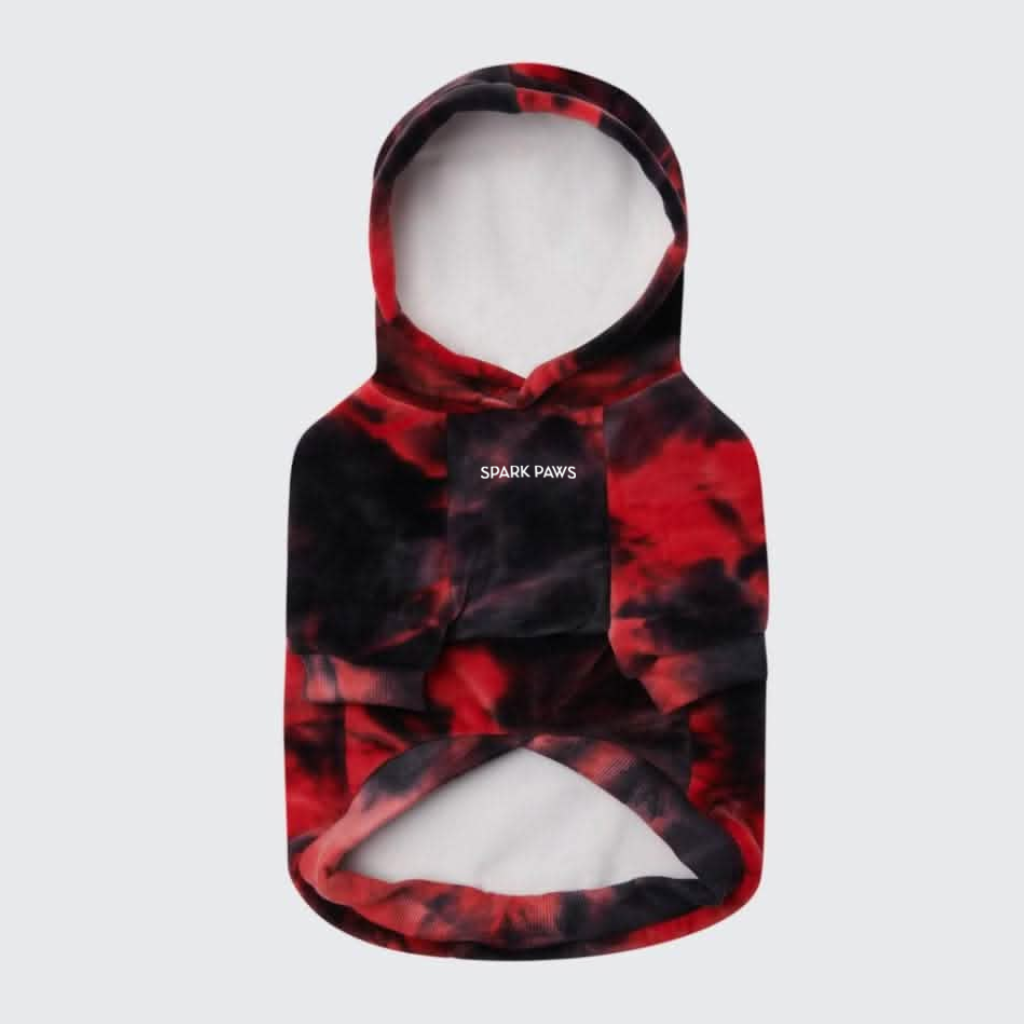 Velvet Dog Hoodie - Red & Black