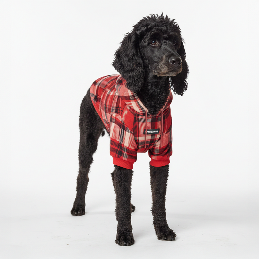 Red Plaid Dog Hoodie