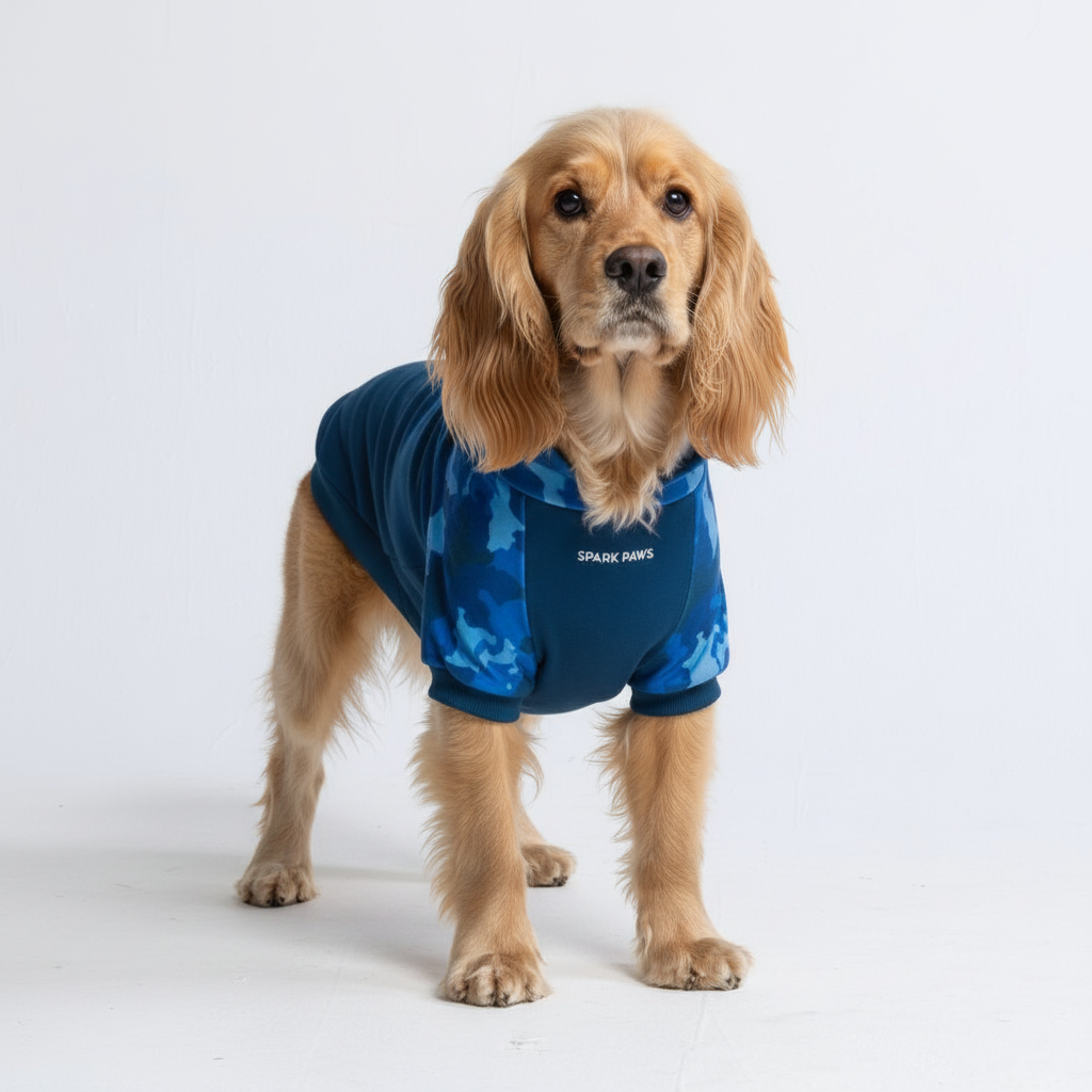 Blue Camo Dog Hoodie