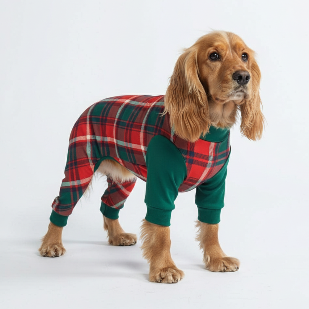 Dog Pajama - Green and Red Plaid