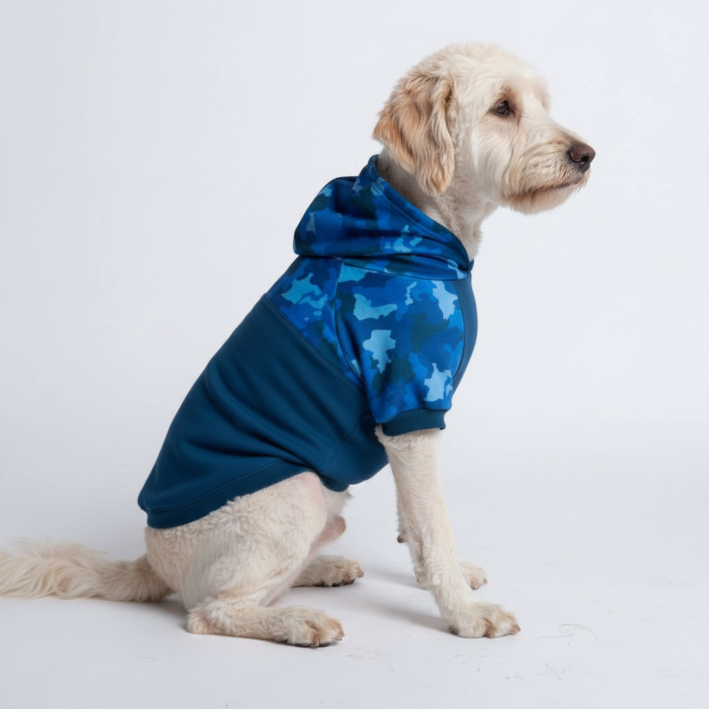 Blue Camo Dog Hoodie