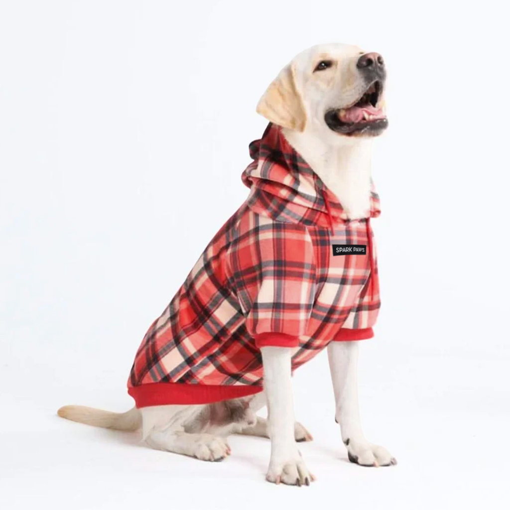 Red Plaid Dog Hoodie