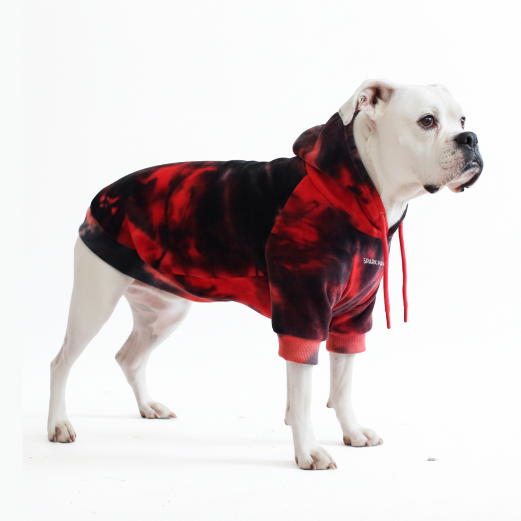 Velvet Dog Hoodie - Red & Black