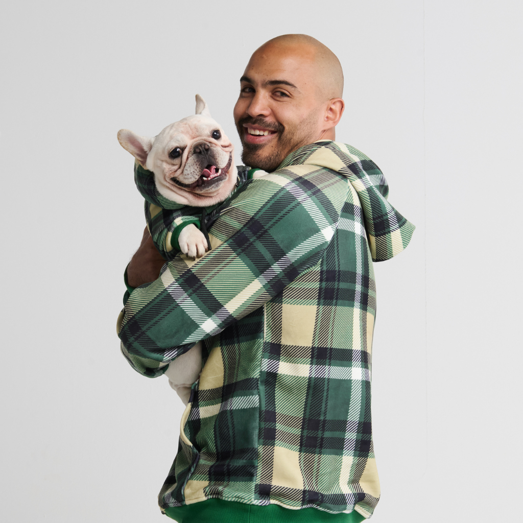 Green Plaid Dog Hoodie