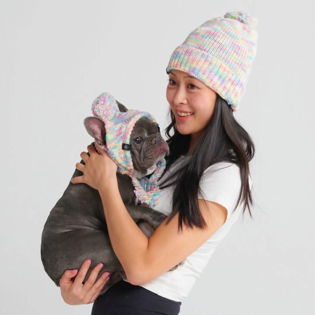 Knit Matching Human Pom Hats