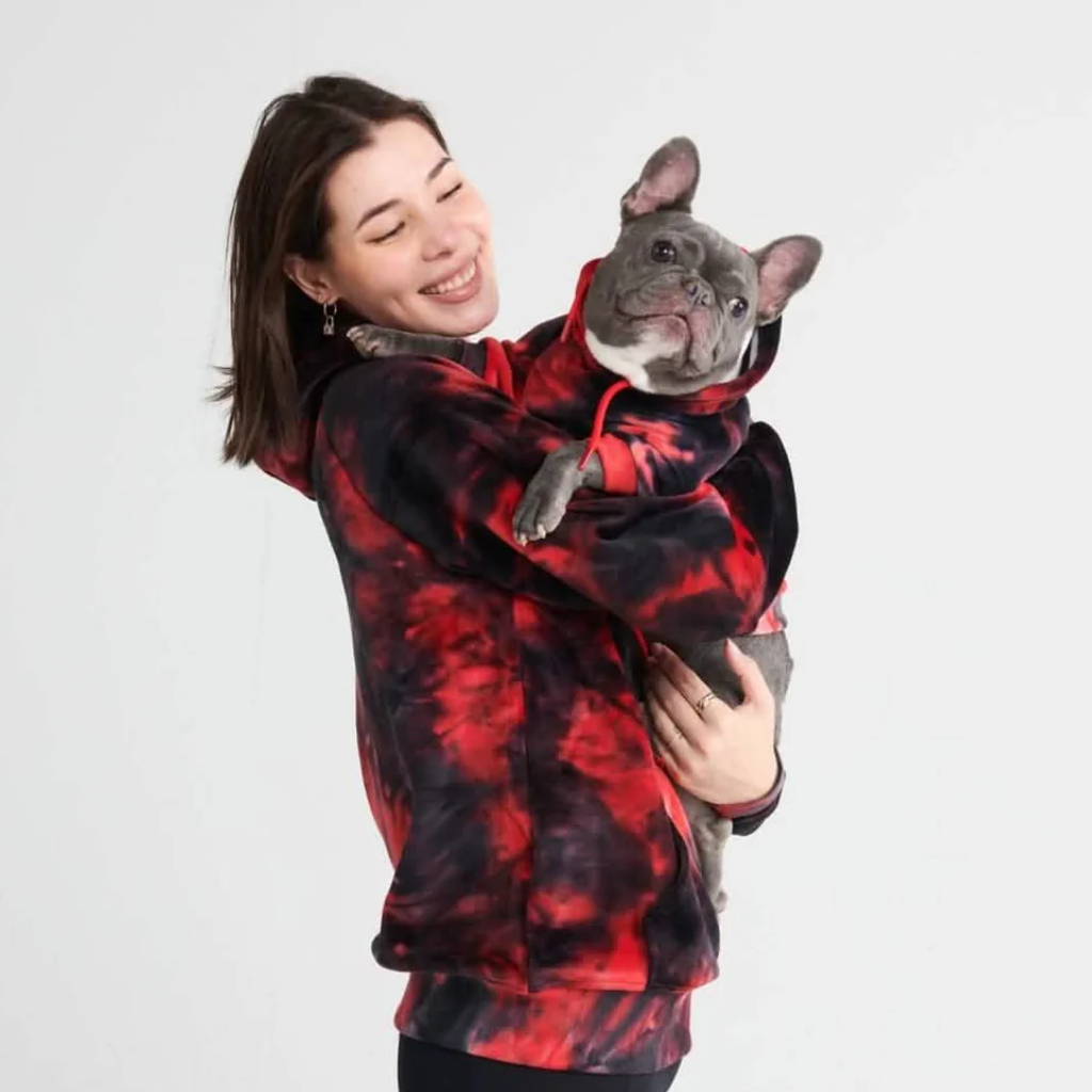 Velvet Dog Hoodie - Red & Black