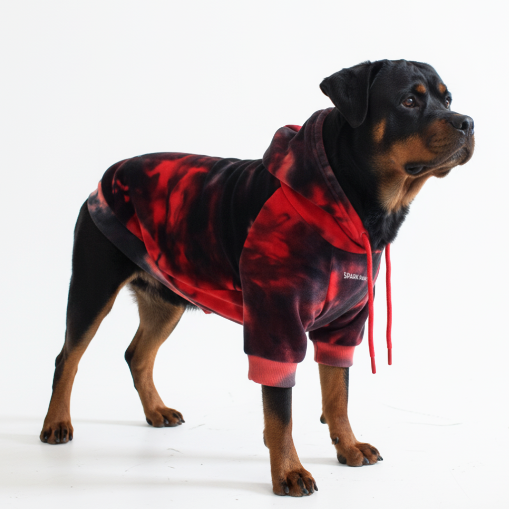 Velvet Dog Hoodie - Red & Black