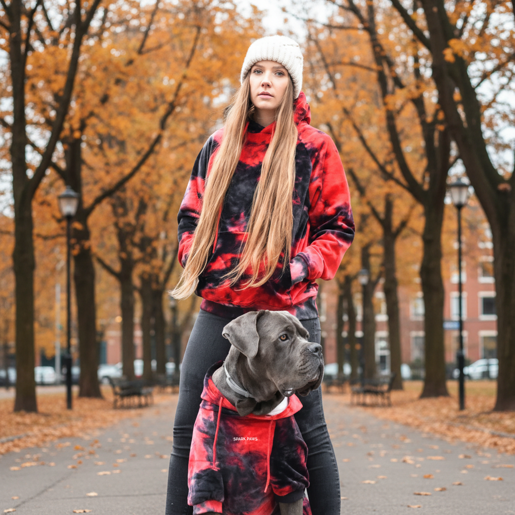 Velvet Dog Hoodie - Red & Black