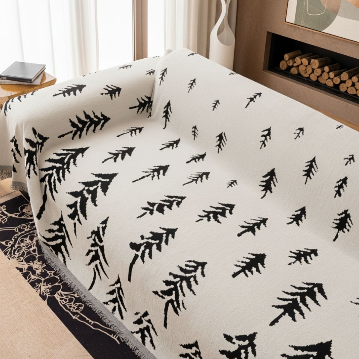 Pet Couch Cover - Pine Trees White