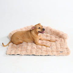 Calming Fluffy Couch Cover Dog Bed - Beige