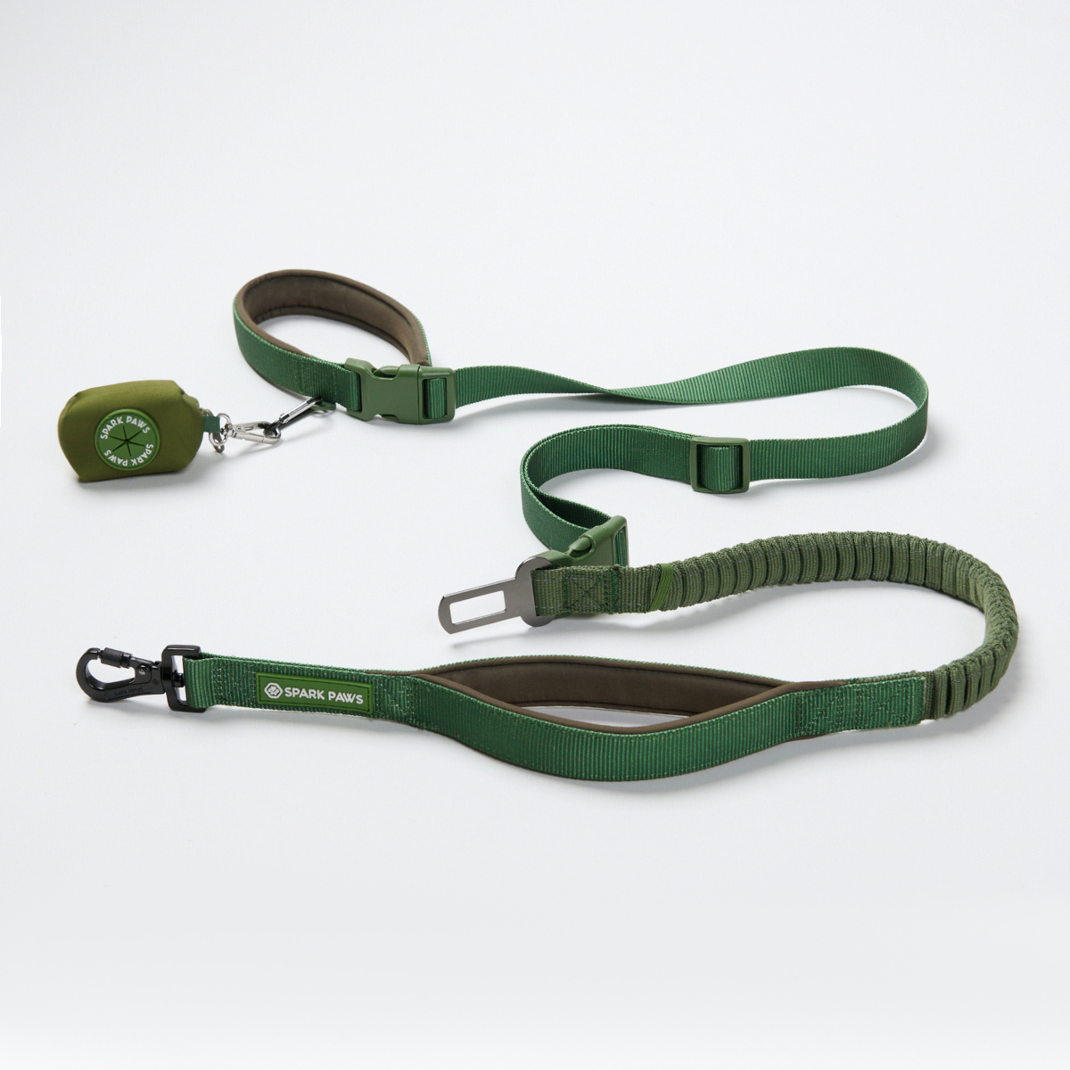 Multipurpose Seatbelt Handsfree Leash & Poop Bag Holder Set