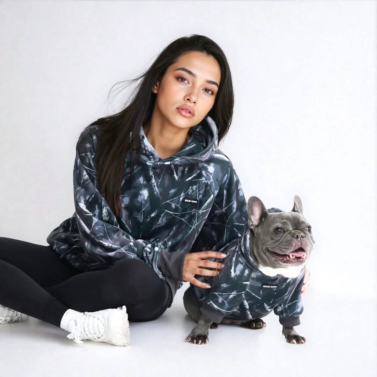 Concrete Wood Dog Hoodie - Asphalt