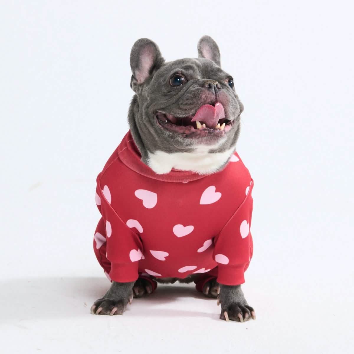 Dog Pajama - Red Hearts